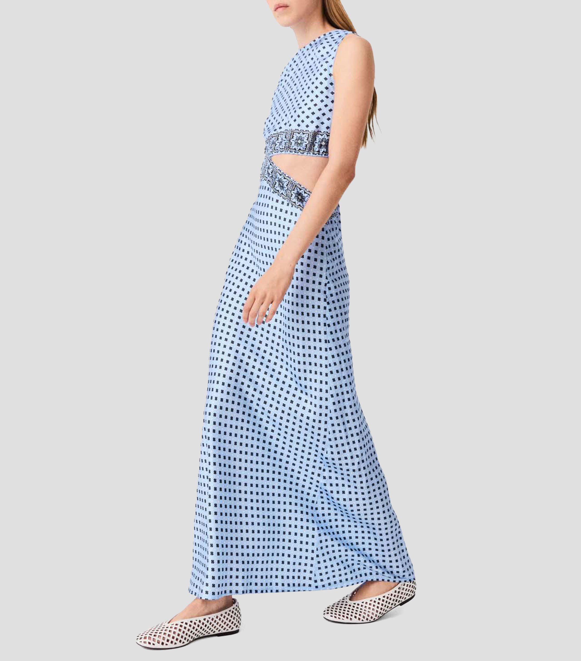 Vestido de fiesta largo con estampado geométrico Mujer